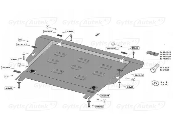 Bunnplate. Stål Volvo V90 2016-2025 