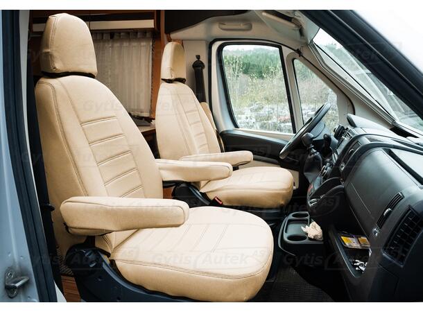 Bobil setetrekk. Beige Challenger 2006-2016 sep. nakkestøtter 