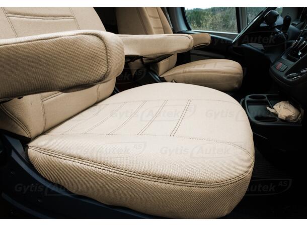 Bobil setetrekk. Beige Challenger 2006-2016 sep. nakkestøtter 