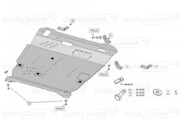 Hasplåt. Stål Peugeot 4007 2007-2012 