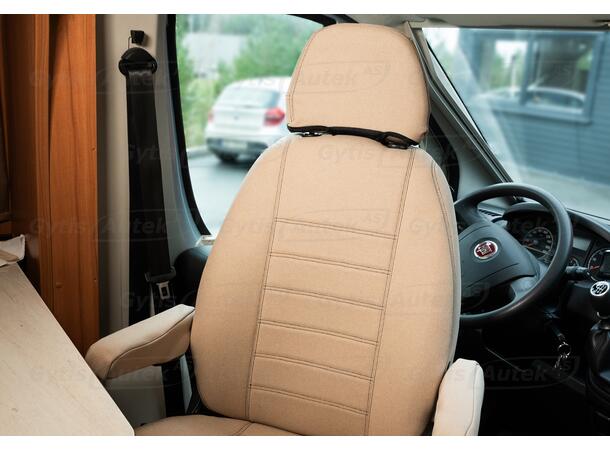 Bobil setetrekk. Beige Eura Mobil 2006-2016 sep. nakkestøtter 