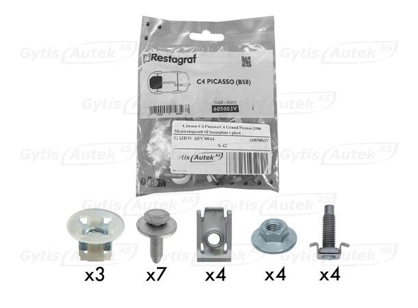 Monteringssats till hasplåt i plast Citroen C4 Grand Picasso 2006-2012 