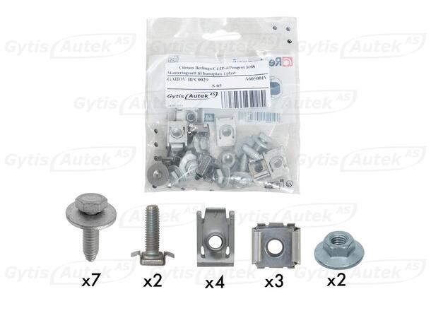 Monteringssett til bunnplate i plast Peugeot 5008 2010-2017 