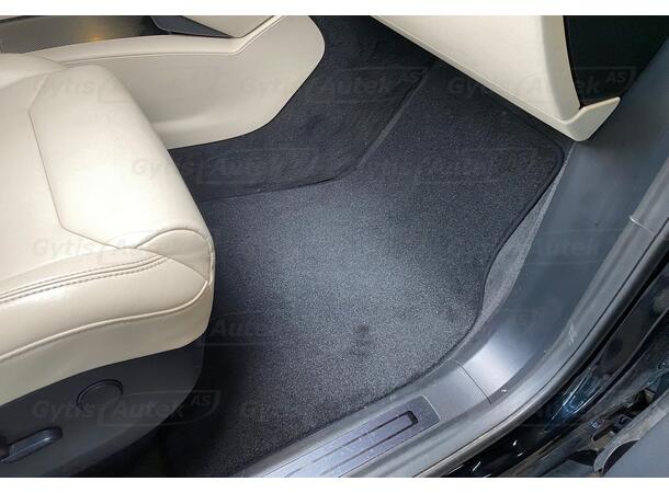 Bilmattor. Textil Tesla Model X 2016-2021 6 säten 