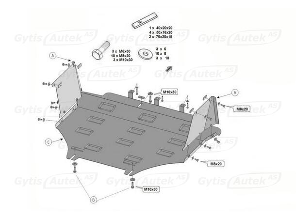 Bunnplate. Stål Dodge Caliber 2006-2012 