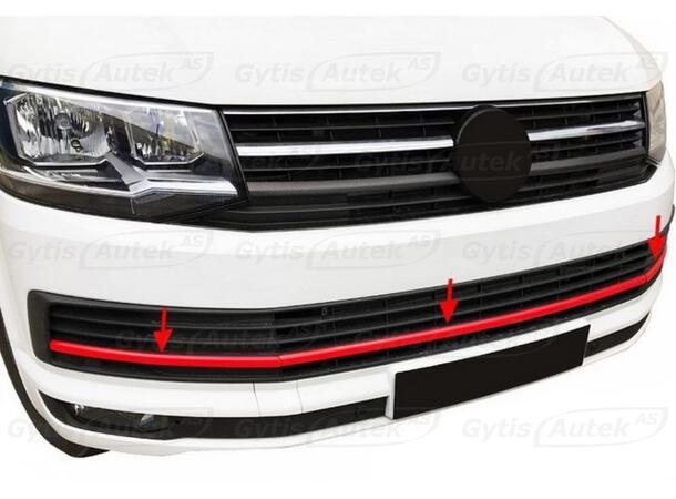 Främsre stödfångardekor. Röd. Stål VW T6 2016-2019 