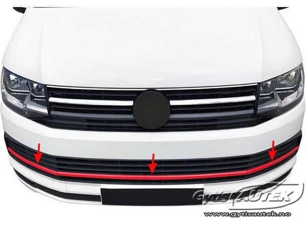 Främsre stödfångardekor. Röd. Stål VW T6 2016-2019 