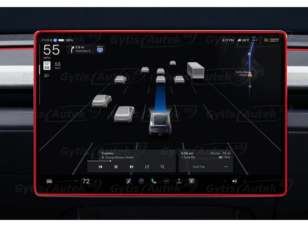 Skärmskydd. Matt Tesla Model Y 2025-> 